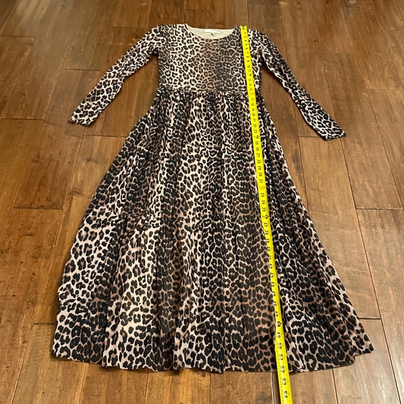 Ganni Leopard Tilden Long Sleeve Maxi Dress Sz 36 Small - Picture 9 of 14
